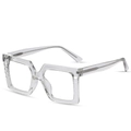 Monture de lunettes carrée transparente surdimensionnée avec branches à texture gaufrée - Gris Transparent