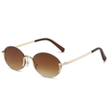 Lunettes de soleil ovales sans monture, branches en métal doré et verres dégradés marron - Monture Dorée Verres Ambrés Dégradés