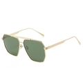 Lunettes de soleil à double pont en métal doré avec verres polarisés vert foncé - Monture Dorée Verres Vert Foncé