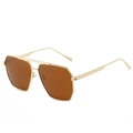 Lunettes aviateur dorées à double pont avec verres polarisés dégradés marron - Monture Dorée Verres Marron