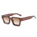 Trendy thick square sunglasses with translucent tea brown frame and gradient lenses - Tea Frame Gradient Tea Lens