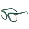 Occhiali tondi oversize verde scuro con bordo in metallo dorato e lenti trasparenti - Montatura Verde