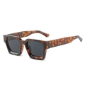 Retro oversized square sunglasses featuring classic leopard tortoiseshell frame and dark lenses - Standard (incl. 13% Invoice) Leopard Frame, Grey Lens