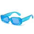 Gafas de sol rectangulares azul translúcido con patillas anchas texturizadas de moda - Montura Azul Lentes Azules