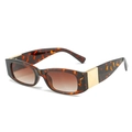 Retro rectangle sunglasses with tortoiseshell frames and gold accents - Leopard Frame Gradient Brown Lens