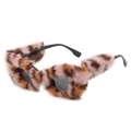 Schicke Cat-Eye-Sonnenbrille mit rosa-braunem Kunstpelz-Plüschrahmen für Damen - Leopardenmuster Plüsch