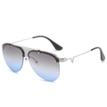 Lunettes de soleil aviateur argentées avec verres dégradés bleus et détails en V en métal - Monture Argent Verres Bleu Gris
