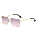 Fashionable rimless square sunglasses with purple to pink gradient lenses and gold arms - New Style / Regular (Includes 13% VAT) Gold Frame with Grey Pink Lenses