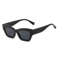 Retro black square frame sunglasses with dark grey lenses in a minimalist fashion design - Glossy Black Frame Grey Lens