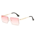Rimless square sunglasses with pink gradient lenses and gold metal temples - New Style / Regular (Inc. 13% VAT) Gold Frame Gradient Pink Lenses