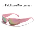Steampunk sports sunglasses featuring pink frames and pink iridescent mirrored lenses - Pink Frame Pink Mirror
