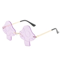 Lunettes de soleil sans monture en forme de champignon avec verres violets et branches dorées - Mauve Clair