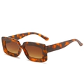 Classic tortoiseshell square sunglasses with brown gradient lenses on white background - Leopard Frame Gradient Brown Lens