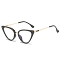 Chic TR90 cat-eye blue light blocking glasses with black frames and rose gold metal arms - Glossy Black Frame