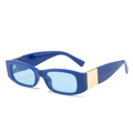 Rectangle sunglasses with royal blue frame and light blue translucent lenses - Blue Frame / Blue Lens