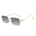 Lunettes de soleil carrées sans monture avec verres dégradés gris et branches dorées - Monture Dorée Verres Gris Dégradés