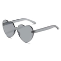 Lunettes de soleil cœur sans monture gris translucide avec design à double cœur moderne - C1 Gris