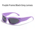 Steampunk sports sunglasses featuring a purple frame and dark gray lenses for women - Purple Frame Grey Lens