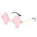 Lunettes de soleil sans monture en forme de champignon avec verres roses et métal doré - Rose