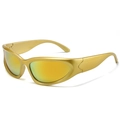 Steampunk sunglasses with golden metallic frame and orange mirrored lenses - Gold Frame Red Lenses