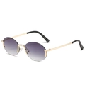 Lunettes de soleil ovales sans monture avec verres dégradés violets et branches dorées - Monture Dorée Verre Dégradé Gris