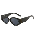 Chic heart-shaped black sunglasses with dark lenses and elegant golden temple accents - Black Frame Black Grey Lens