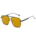 Occhiali da sole aviator con lenti gialle e montatura in metallo nero a doppio ponte - Montatura Nera Lente Arancio-Giallo