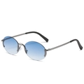Lunettes de soleil ovales sans monture avec verres dégradés bleus et branches en métal - Monture Gris Fusil Verres Bleu Dégradé