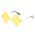 Fashionable mushroom-shaped sunglasses with yellow lenses and golden metal frames - Yellow