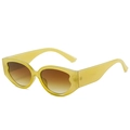 Gafas de sol ovales retro con montura amarilla limón y lentes de color degradado - Montura Verde Gelatina Lentes Té
