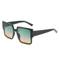 Chic oversized square sunglasses with black frames and colorful gradient lenses - Black Frame Green Yellow Lens