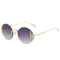 Lunettes de soleil rondes sans monture avec verres dégradés violets et détails H dorés - Régulier (incl. 13 % TVA) Monture dorée Verres gris dégradé