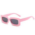 Retro rectangle sunglasses in jelly pink frame with dark lenses for Y2K style - Pink Frame Grey Lens
