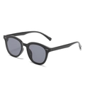 Classic black cat-eye sunglasses with dark grey lenses and dual silver rivet accents - Black Frame Grey Lens