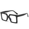 Monture de lunettes carrée noire oversize avec des bords géométriques texturés uniques - Monture noir brillant