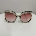 Fashion oversized wine red sunglasses with crystal rhinestones and gold metal frame - Wine Red Frame Gradient Red Lenses