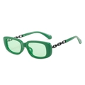 Lunettes de soleil rectangulaires vertes avec branches chaîne noires au style rétro chic - Monture Verte / Verres Verts