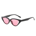 Retro small cat-eye sunglasses with a glossy black frame and transparent pink lenses - Black Frame Pink Lens