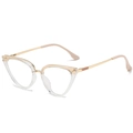 Occhiali anti-luce blu cat-eye con montatura trasparente e stanghette in metallo oro - Montatura Trasparente