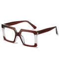 Montatura occhiali quadrata da donna, rosso-marrone traslucido con stanghette effetto cristallo - Montatura Marrone