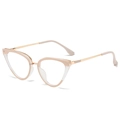 Cat-eye TR90 anti-blue light glasses frame in light pink with rose gold metal details - Creamy Pink Frame