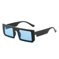 Retro square sunglasses with thick black frame and translucent light blue lenses - Black Frame Blue Lens