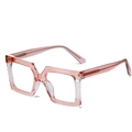 Monture de lunettes carrée rose transparent avec motifs de losanges texturés - Rose