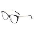Occhiali anti luce blu cat-eye in TR90 nero con aste in metallo dorato stile vintage - Montatura Nera