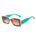 Moderne quadratische Sonnenbrille mit rosa Schildpatt-Rahmen und grünen Bügeln - Rosa Tortoise Rahmen Tee-Gläser
