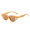 Retro cat eye sunglasses with transparent orange frame and dark brown lenses - New Style / Standard (Incl. 13% VAT Invoice) Tea Frame Tea Lenses