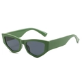 Occhiali da sole cat-eye retrò verde erba con lenti grigio scuro e montatura spessa - Montatura Verde Lenti Grigie
