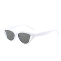 Minimalist cat eye sunglasses with white glossy frame and dark gray UV lenses - New Style / Regular (Incl. 13% VAT) White Frame Grey Lenses