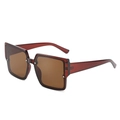 Fashionable oversized square sunglasses in translucent burgundy with brown lenses - Tea Frame Tea Lens