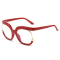 Oversized red round frame glasses with gold metal accents and unique wavy design - Jujube Red Frame